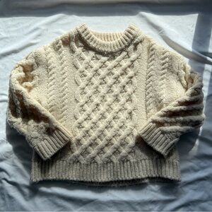 Oversized Cream Cable Knit Sweater 3-4T.